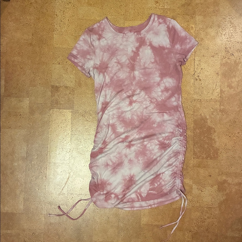 Pastel Tie Dye Ruched T-Shirt Dress